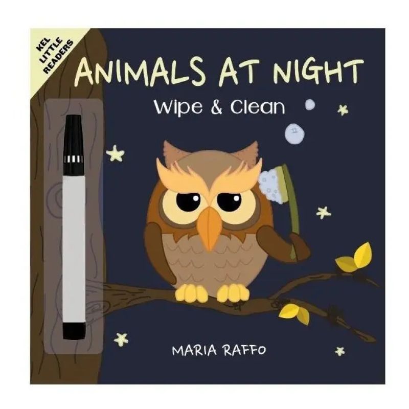 ANIMALS AT NIGHT - KEL LITTLE READERS - WIPE &amp; CLEAN (Nuevo)