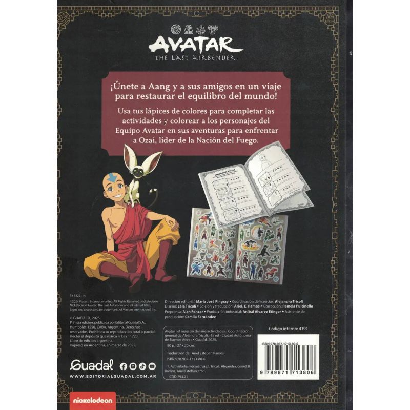 AVATAR, EL ULTIMO MAESTRO DEL AIRE - LIBRO PARA COLOREAR Y DE ACTIVIDADES (Nuevo) - Miniatura 2