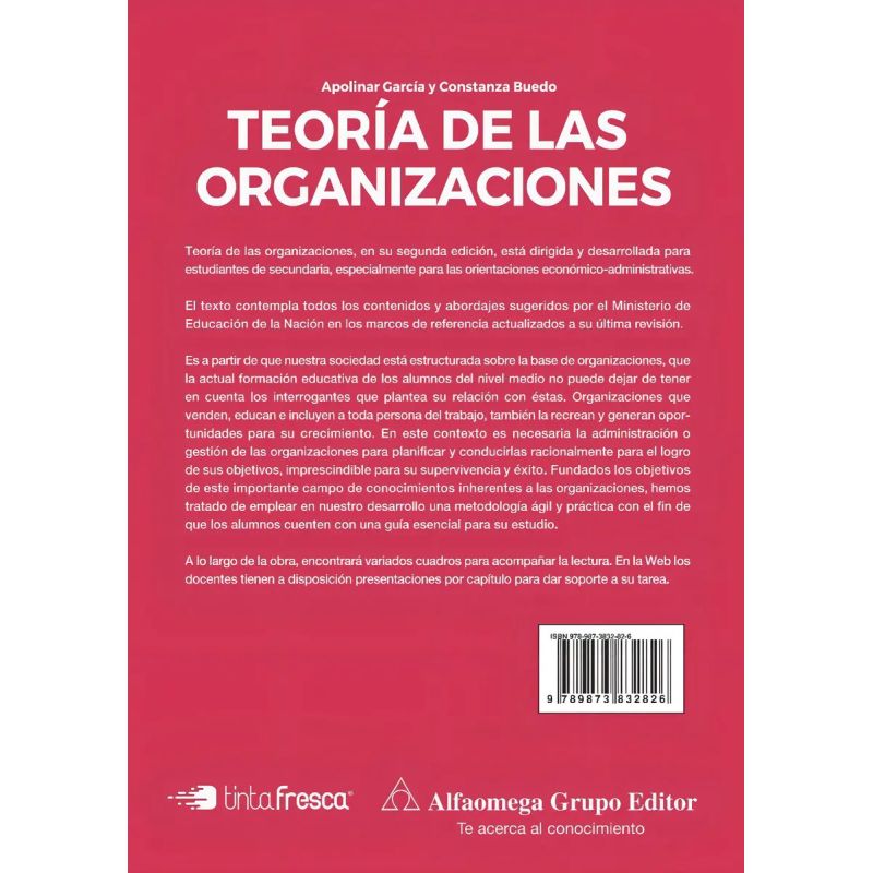 TEORIA DE LAS ORGANIZACIONES - TINTA FRESCA - ALFAOMEGA - 2/ED. (Nuevo) - Miniatura 2