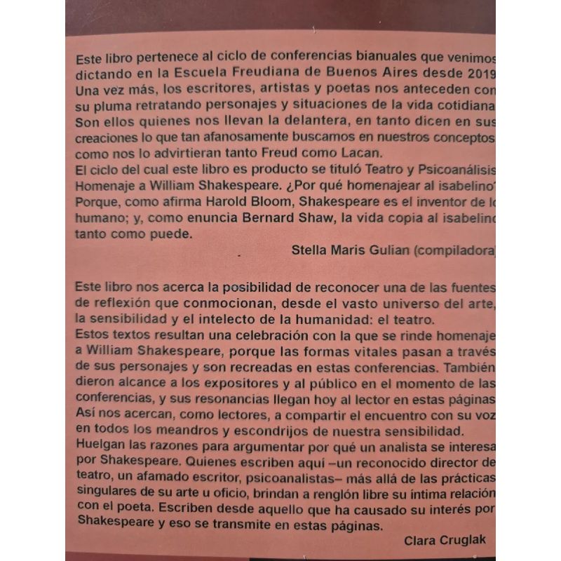 TEATRO Y PSICOANALISIS - HOMENAJE A WILLIAM SHAKESPEARE (Nuevo) - Miniatura 2