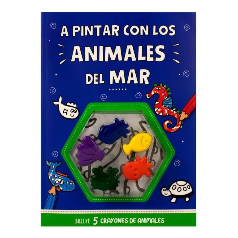 A PINTAR CON LOS ANIMALES DEL MAR - CRAYONES CON FORMAS (Nuevo)