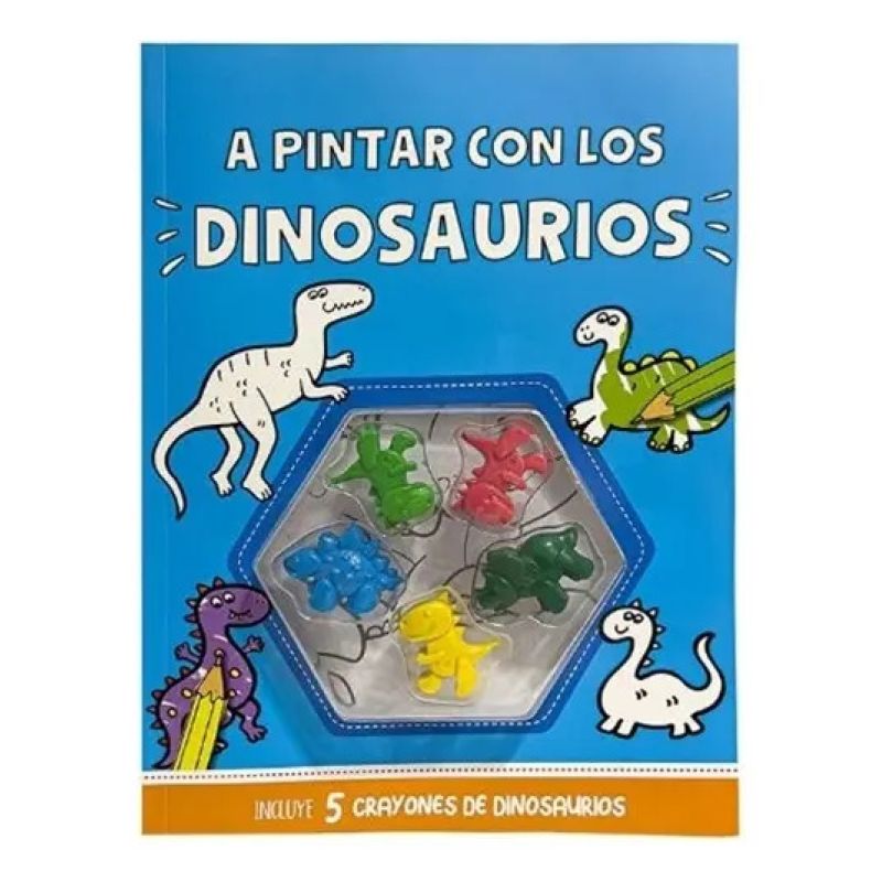 A PINTAR CON LOS DINOSAURIOS - LIBRO + CRAYONES CON FORMA DE DINO (Nuevo) - Miniatura 2