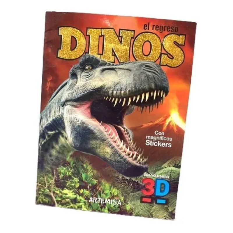 DINOS CON MAGNIFICOS STICKERS + IMAGENES 3D (INCLUYE ANTEOJOS 3D) (Nuevo)