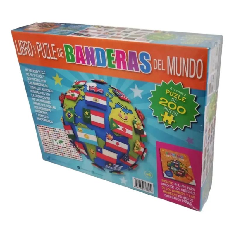 LIBRO Y PUZZLE DE BANDERAS DEL MUNDO (Nuevo)