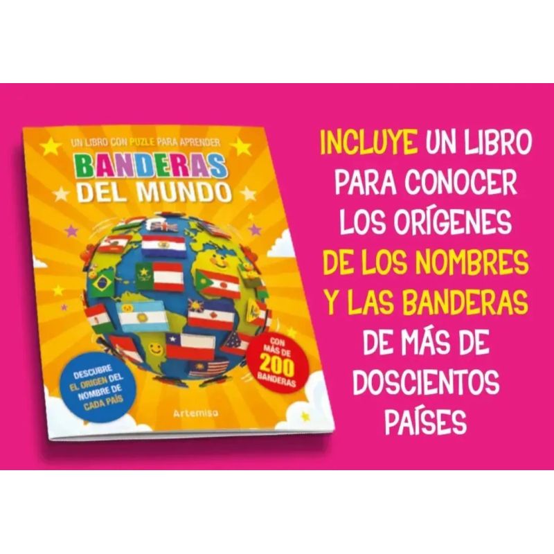 LIBRO Y PUZZLE DE BANDERAS DEL MUNDO (Nuevo) - Miniatura 3
