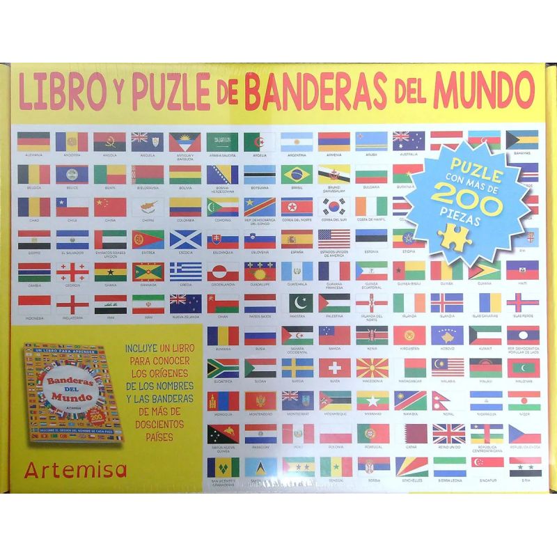 LIBRO Y PUZZLE DE BANDERAS DEL MUNDO (Nuevo) - Miniatura 2