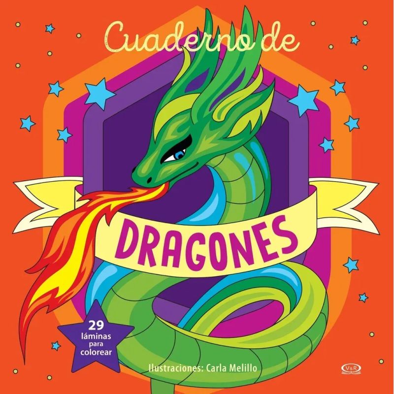 CUADERNO DE DRAGONES - 29 LAMINAS PARA COLOREAR (Nuevo)