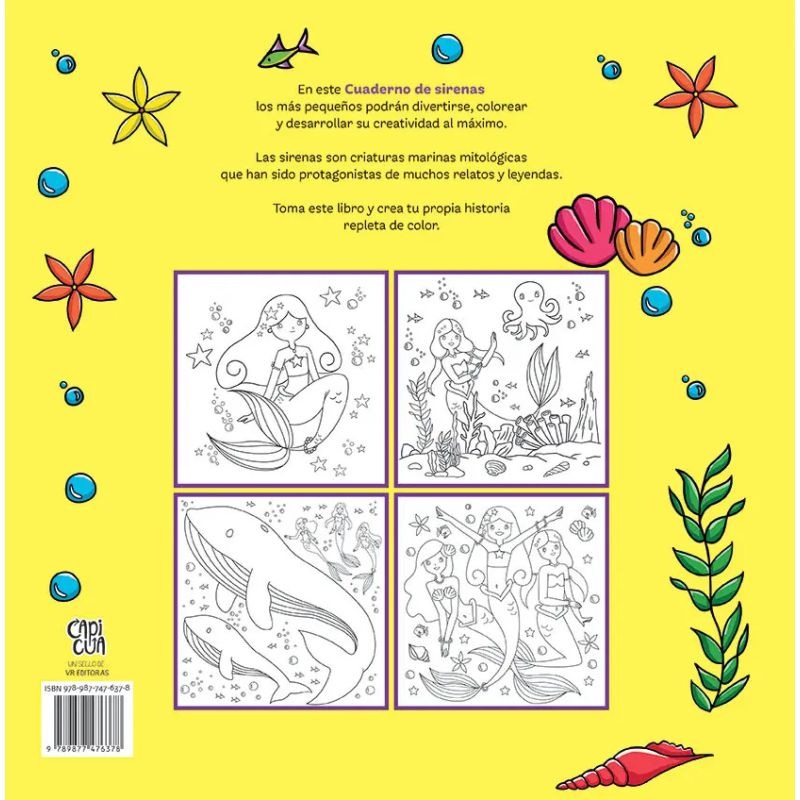 CUADERNO DE SIRENAS - 29 LAMINAS PARA COLOREAR (Nuevo) - Miniatura 2