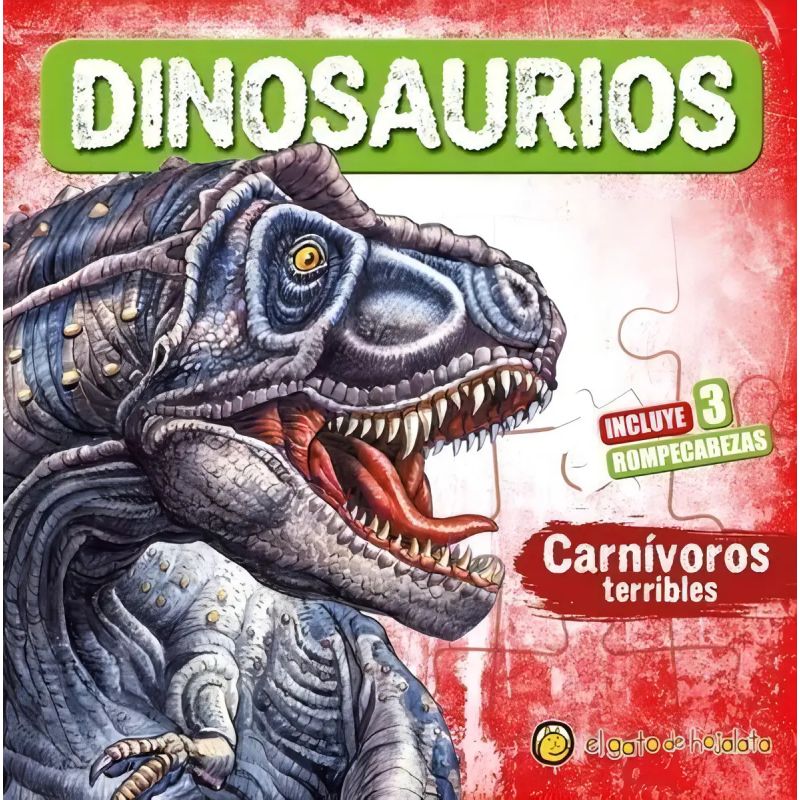DINOSAURIOS - CARNIVOROS TERRIBLES - INCLUYE 3 ROMPECABEZAS - CARTONE (Nuevo)