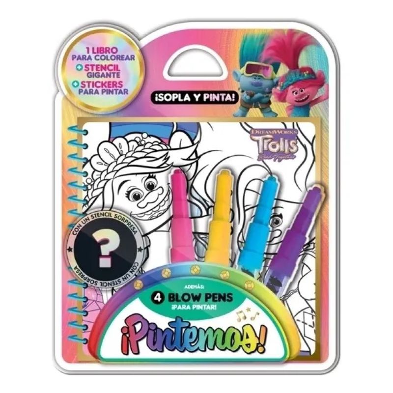 TROLLS - BLISTER PINTEMOS - SOPLA Y PINTA (Nuevo)