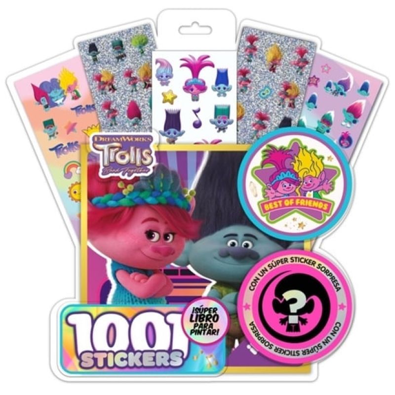 TROLLS 3 - SUPER LIBRO PAR PINTAR - 1001 STICKERS (Nuevo)