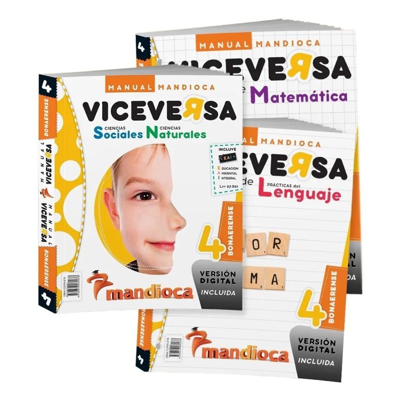 MANUAL VICEVERSA 4 BON - PRAC. DEL LENGUAJE + CS. NAT/SOC + MATE + LENGUA (Nuevo)