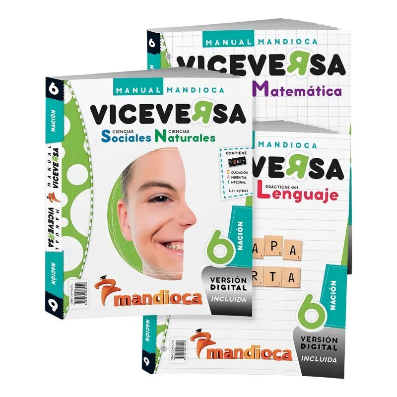MANUAL VICEVERSA 6 NAC - PRAC. DEL LENGUAJE + CS. NAT/SOC + MATE + LENGUA (Nuevo)