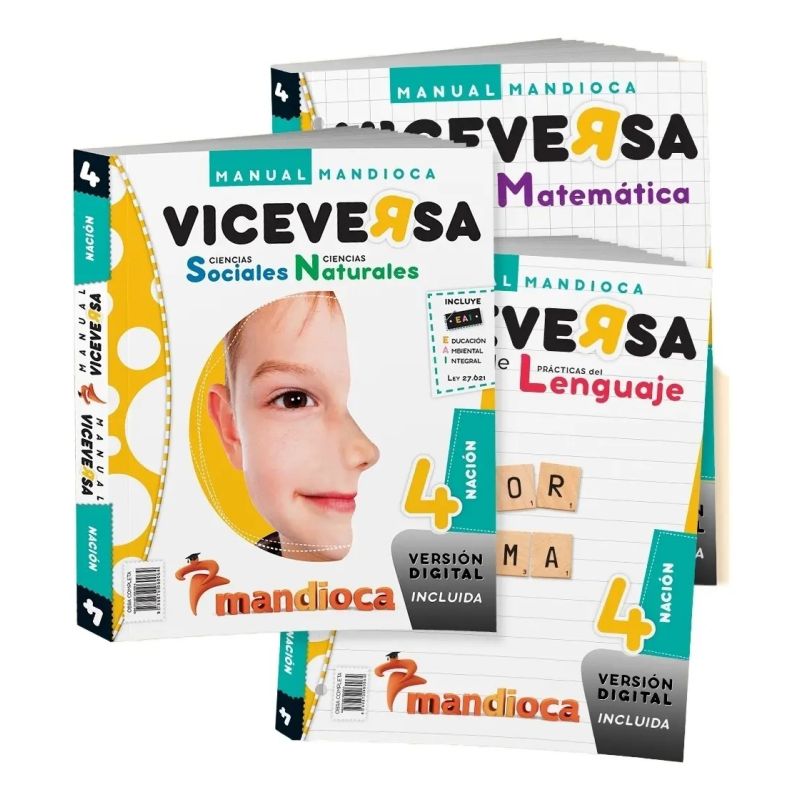 MANUAL VICEVERSA 4 NAC - PRAC. DEL LENGUAJE + CS. NAT/SOC + MATE + LENGUA (Nuevo)
