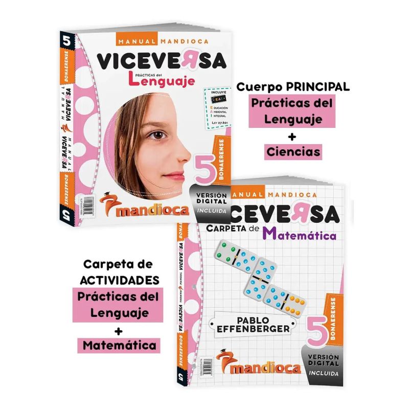 MANUAL VICEVERSA 5 BON - PRAC. DEL LENGUAJE + CS. NAT/SOC + MATE + LENGUA (Nuevo) - Miniatura 2