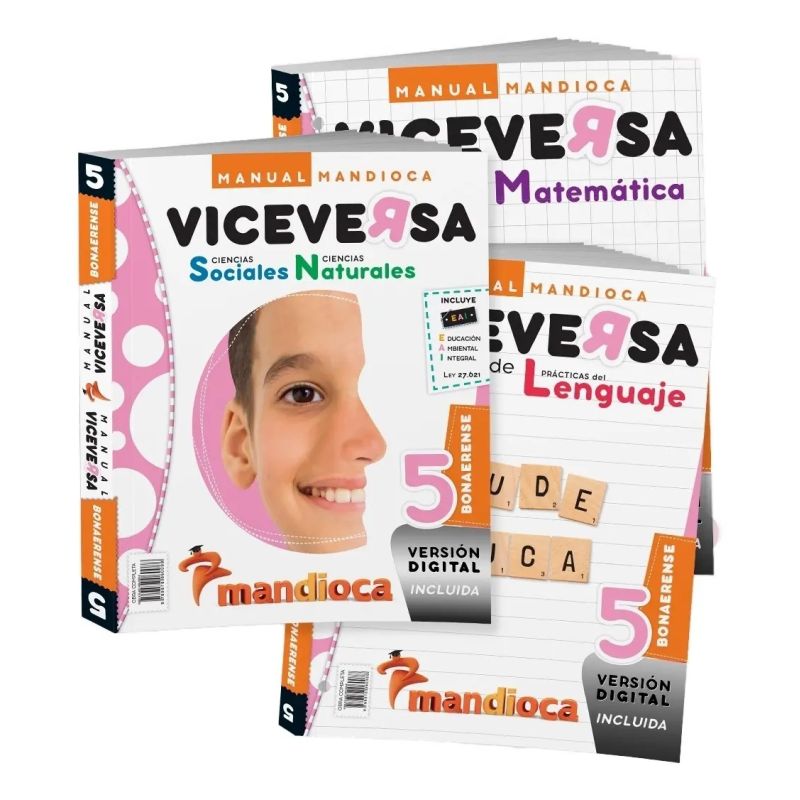 MANUAL VICEVERSA 5 BON - PRAC. DEL LENGUAJE + CS. NAT/SOC + MATE + LENGUA (Nuevo)