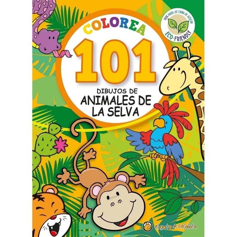 COLOREA 101 DIBUJOS DE ANIMALES DE LA SELVA (Nuevo)