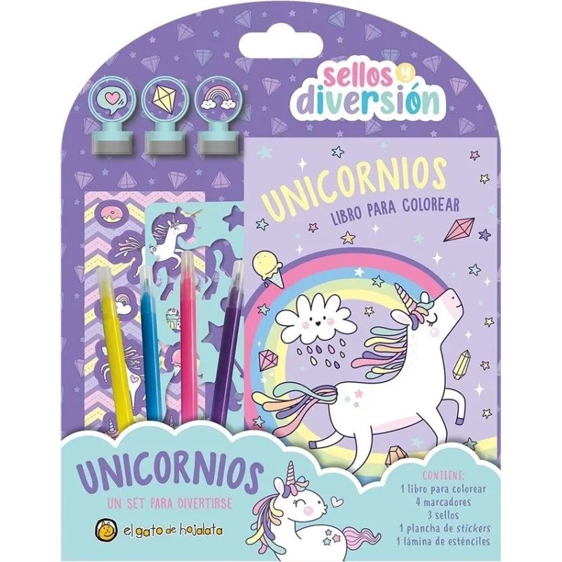 UNICORNIOS - SELLOS Y DIVERSION - LIBRO PARA COLOREAR (Nuevo)