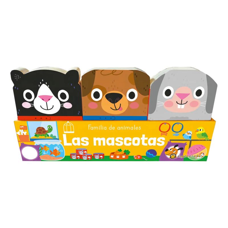 MASCOTAS, LAS: CONEJO, GATO Y PERRO - FAMILIA DE ANIMALES - CARTONE (Nuevo)