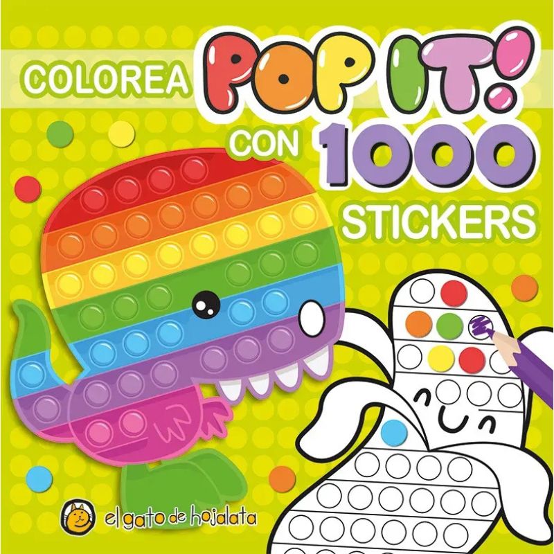 DINOSAURIO - COLOREA POP IT - 1000 STICKERS (Nuevo)