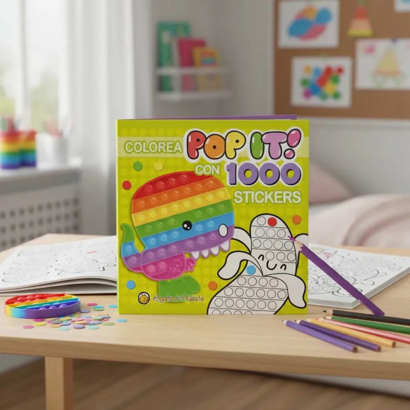 DINOSAURIO - COLOREA POP IT - 1000 STICKERS (Nuevo) - Miniatura 2