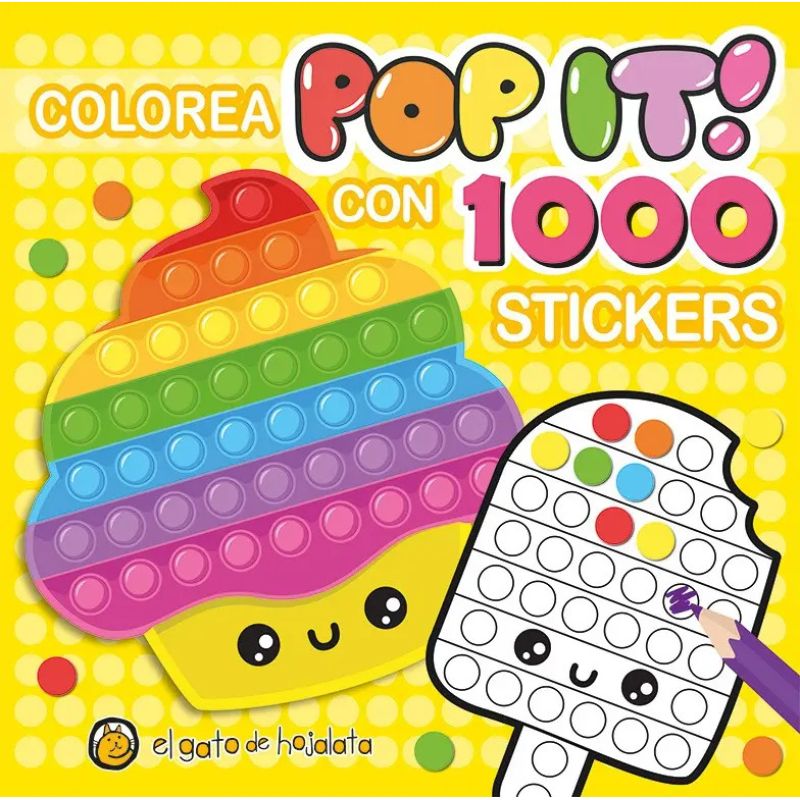 CUPCAKE - COLOREA POP IT - 1000 STICKERS (Nuevo)