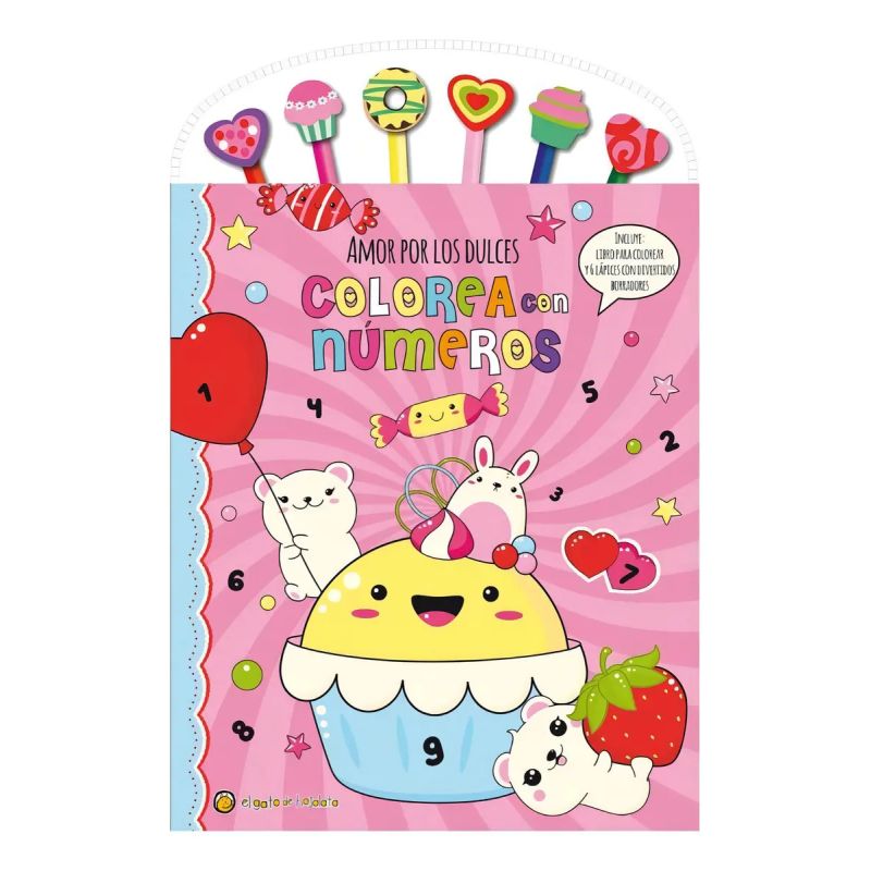 AMOR POR LOS DULCES - COLOREA CON NUMEROS - LAPICES Y BORRADORES SO CUTE (Nuevo)