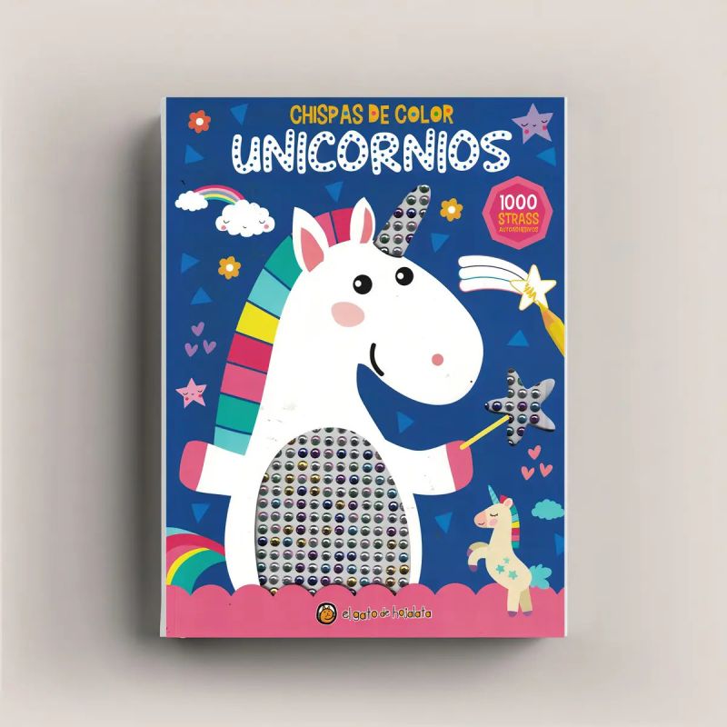 UNICORNIOS - CHISPAS DE COLOR - 1000 STRASS AUTOADHESIVOS (Nuevo)