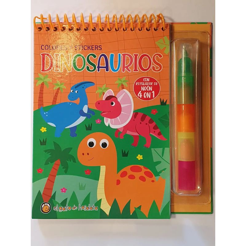 DINOSAURIOS - COLORES 4 EN 1 + STICKERS (Nuevo)