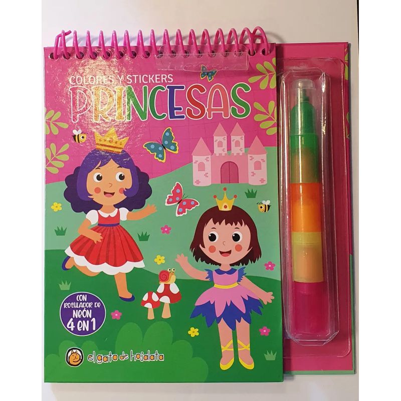 PRINCESAS - COLORES 4 EN 1 + STICKERS (Nuevo)