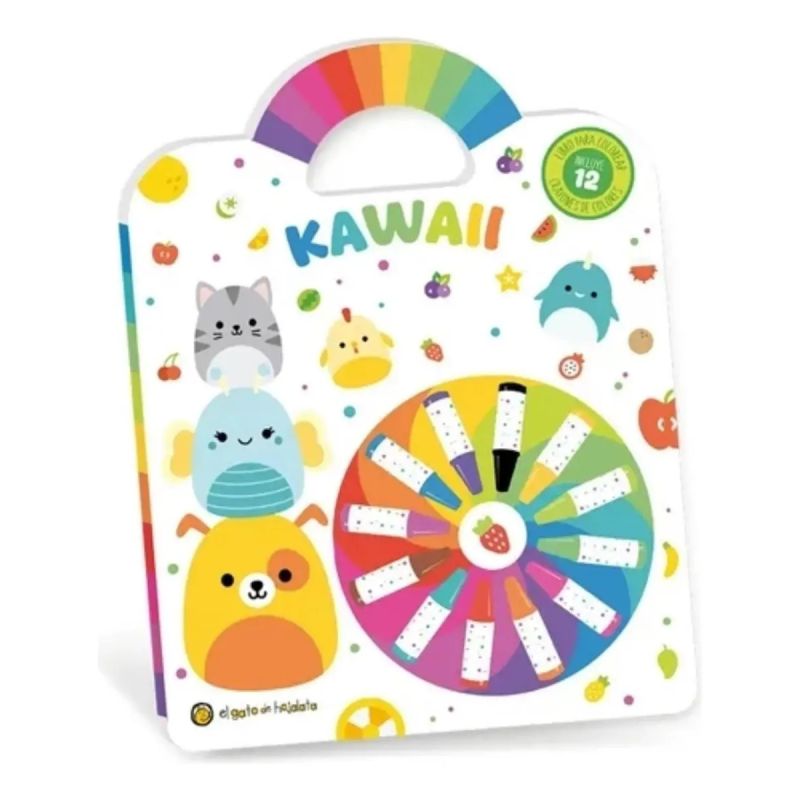 KAWAII  - MOLINETE COLORIDO - INCLUYE 12 CRAYONES (Nuevo)