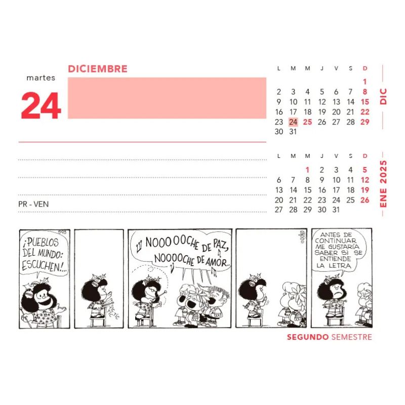 CALENDARIO 2024 MAFALDA ESCRITORIO - ROJO (Nuevo) - Miniatura 2