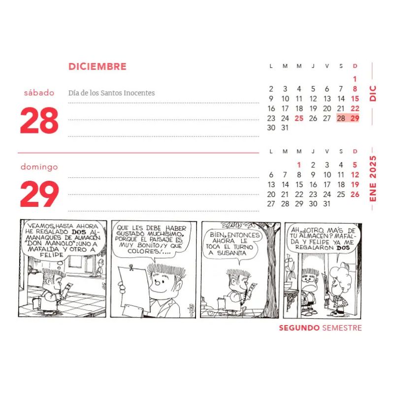 CALENDARIO 2024 MAFALDA ESCRITORIO - ROJO (Nuevo) - Miniatura 3