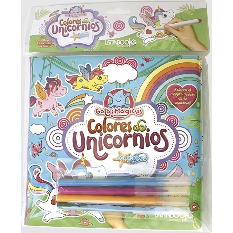 COLORES DE UNICORNIOS - GOTAS MAGICAS + 4 MARCADORES (PLASTICO) (Nuevo)