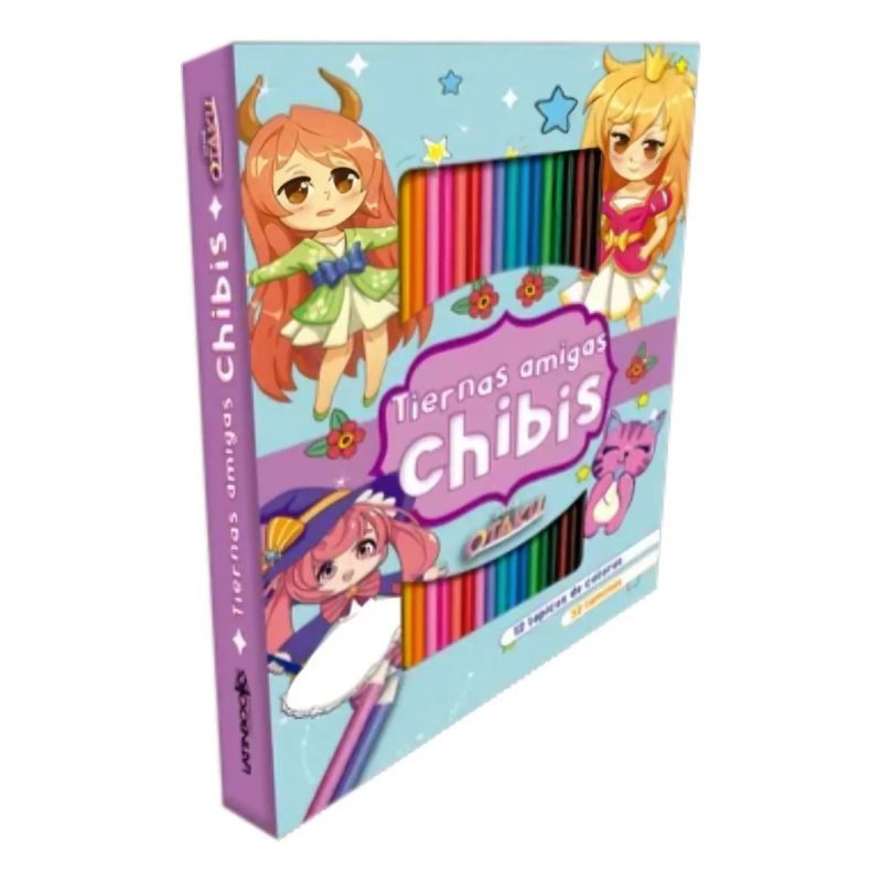 TIERNAS AMIGAS CHIBIS - SERIE OTAKU - LAPICES + LAMINAS (Nuevo)