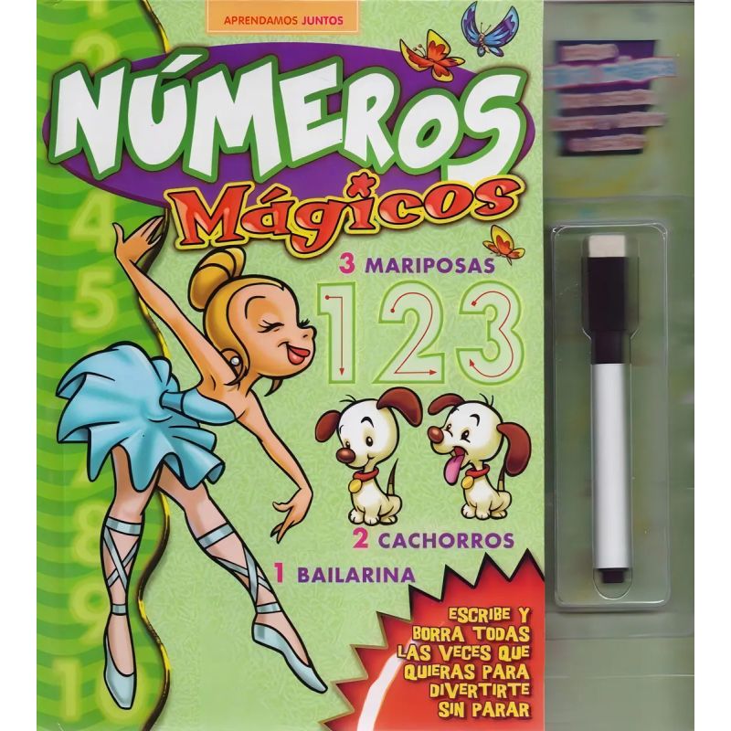 NUMEROS MAGICOS - APRENDAMOS JUNTOS - CON FIBRA PARA ESCRIBIR Y BORRAR (Nuevo)