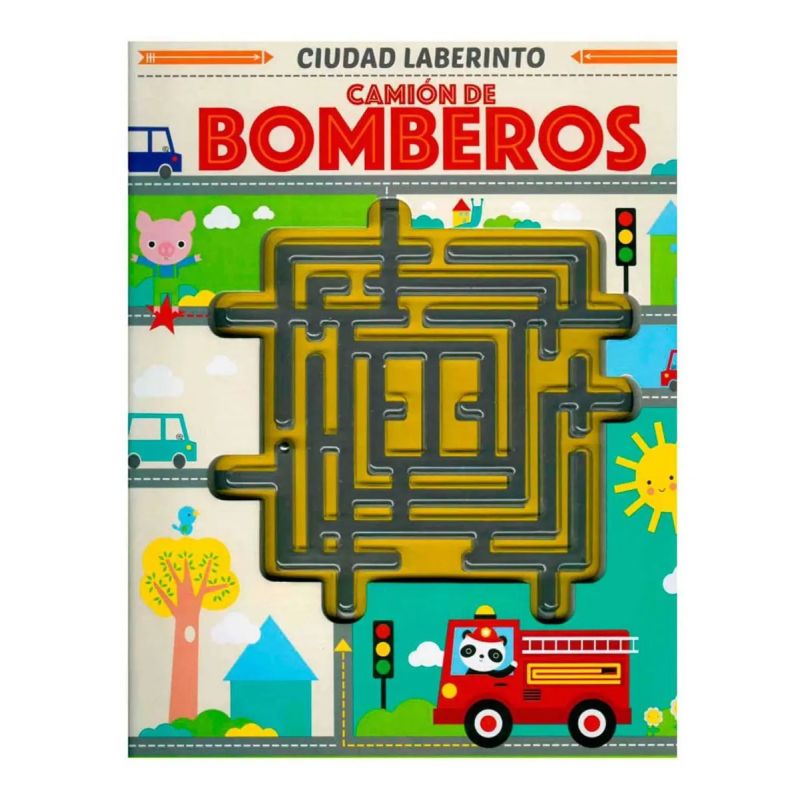 CAMION DE BOMBEROS - CIUDAD LABERINTO (LABERINTO DE PLASTICO + BOLA METALICA) (Nuevo)