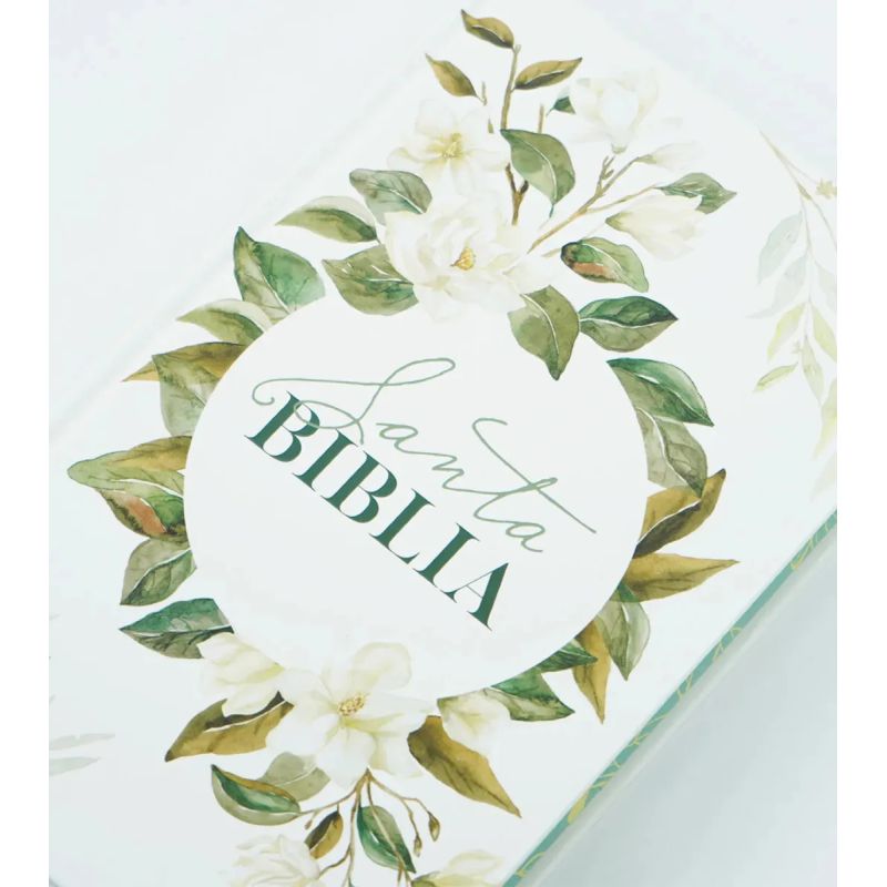 BIBLIA RVR 1960 LETRA GRANDE - TD CON FLORES BLANCAS Y CANTOS PINTADOS (Nuevo) - Miniatura 5