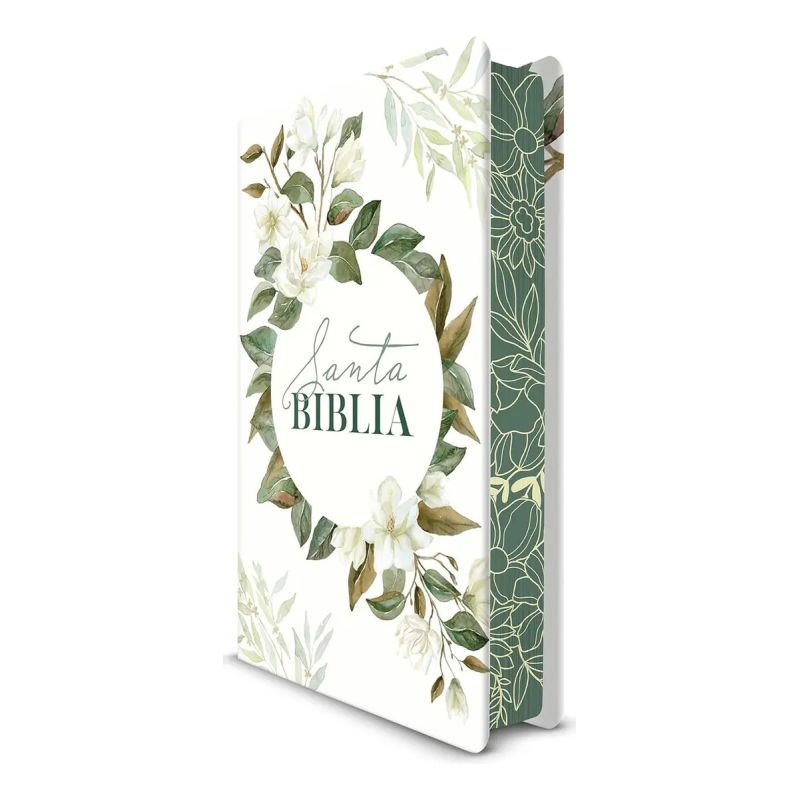 BIBLIA RVR 1960 LETRA GRANDE - TD CON FLORES BLANCAS Y CANTOS PINTADOS (Nuevo) - Miniatura 2