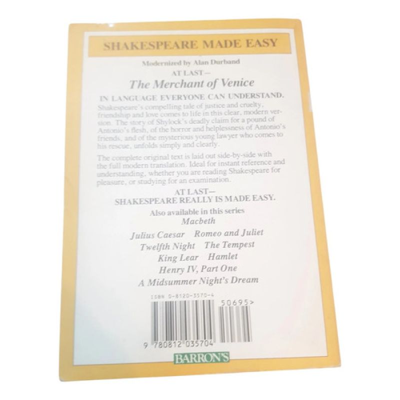 The Merchant Of Venice - Shakespeare Made Easy - Barrons (Usado) - Miniatura 2