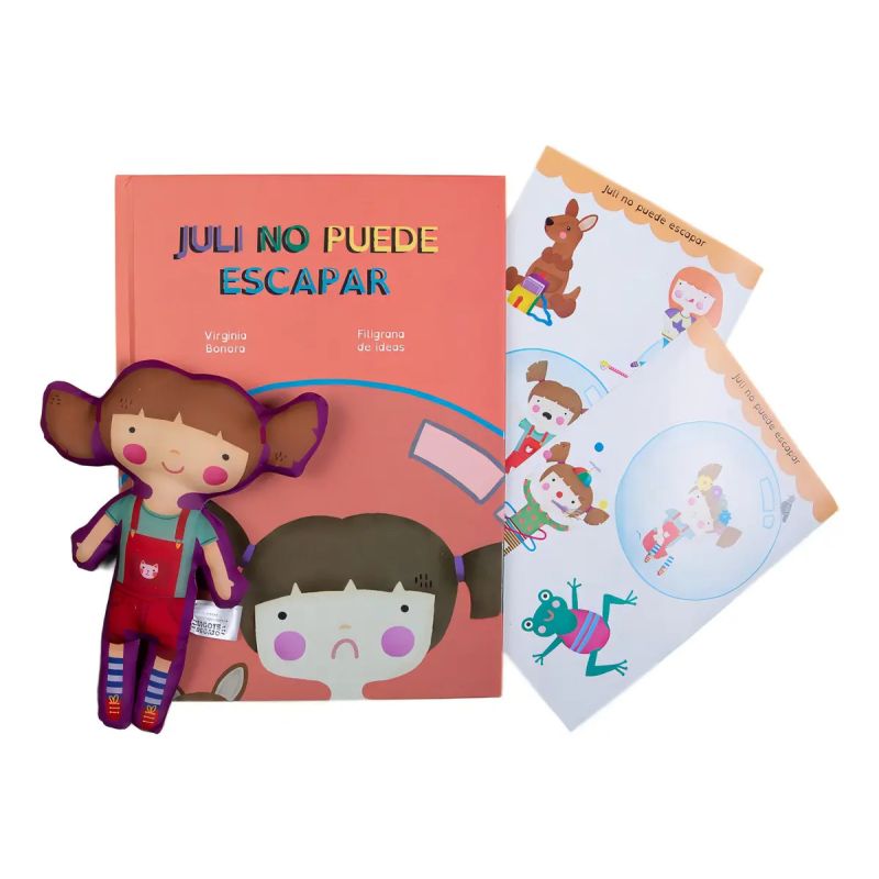 JULI NO PUEDE ESCAPAR (TD) LIBRO + MUÑECO NENA + STICKERS (Nuevo)