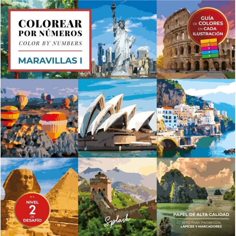 COLOREAR POR NUMEROS - MARAVILLAS 1 (Nuevo)