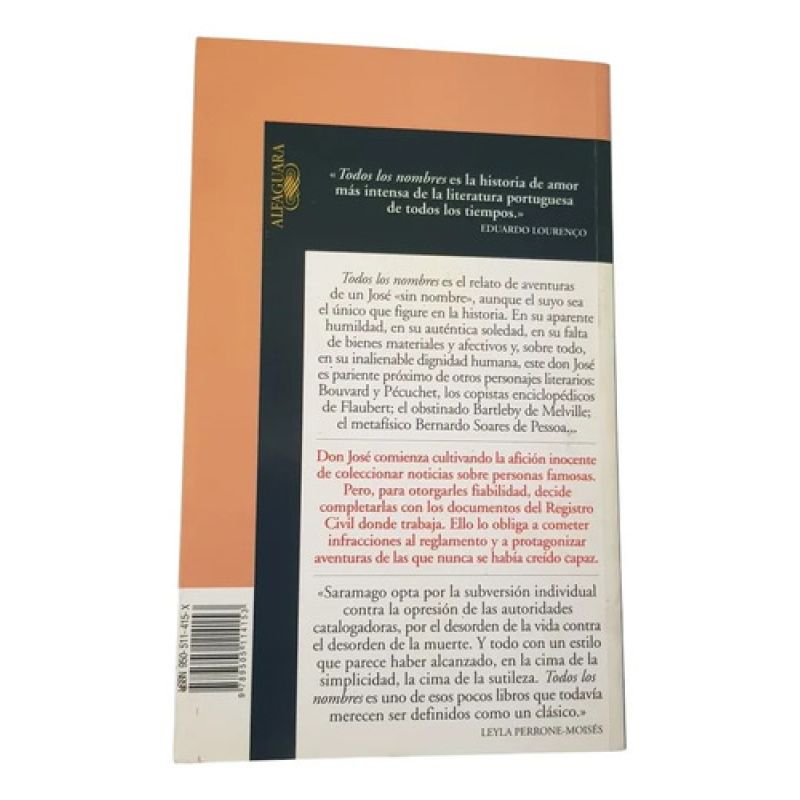 Todos Los Nombres - José Saramago - Alfaguara (Usado) - Miniatura 2