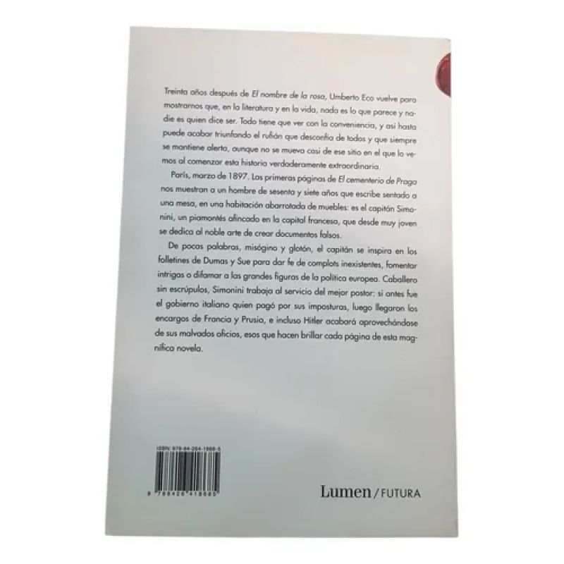 El Cementerio De Praga - Umberto Eco - Lumen (Usado) - Miniatura 2
