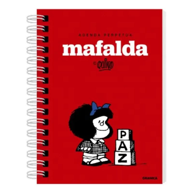 AGENDA PERPETUA MAFALDA - ROJA - PAZ - TAPA DURA ANILLADA
