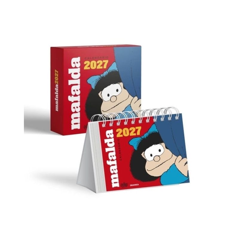 CALENDARIO 2027 MAFALDA DE ESCRITORIO ROJO CON CAJA