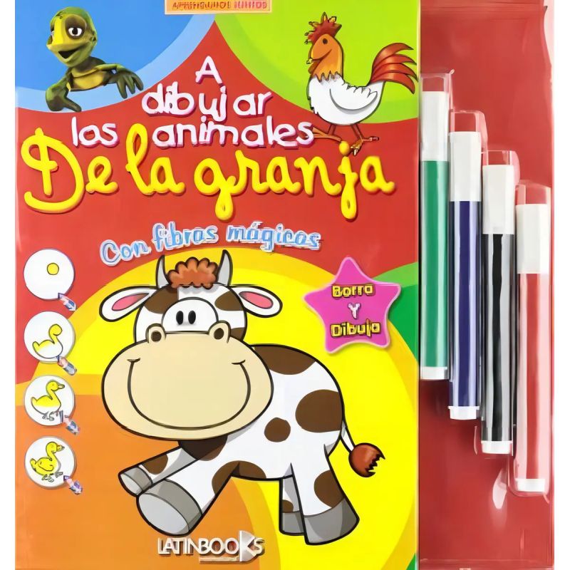 A DIBUJAR LOS ANIMALES DE LA GRANJA (CON FIBRAS PARA PINTAR Y BORRAR)