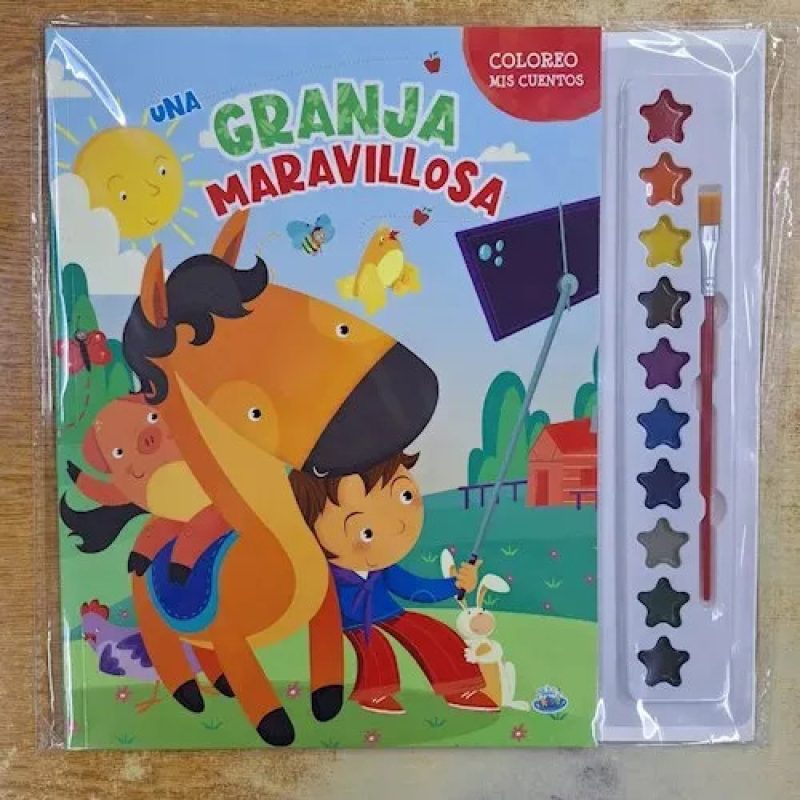 COLOREO MIS CUENTOS-MI GRANJA MARAVILLOSA (incluye pincel y acuarelas)