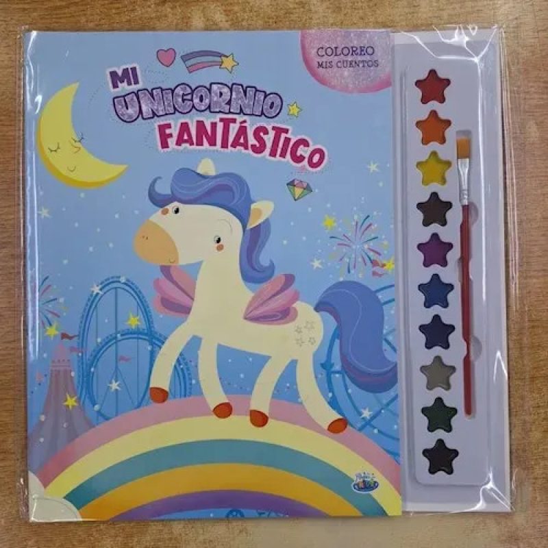 COLOREO MIS CUENTOS-MI UNICORNIO FANTASTICO (incluye pincel y acuarelas)