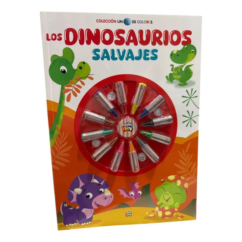 UN MUNDO DE COLORES-LOS DINOSAURIOS SALVAJES (incluye 12 crayones)